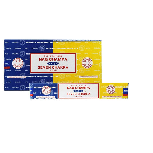 Satya Nag Champa & Seven Chakra Combo Incense Sticks.