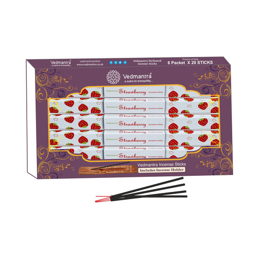 Vedmantra 6 Pack Premium Incense Stick - Strawberry.